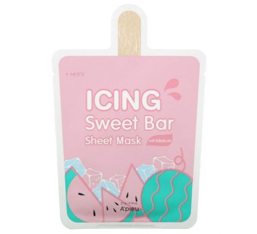 A'Pieu, Icing Sweet Bar Beauty Sheet Mask, Watermelon, 1 Sheet, 0.74 oz (21 g)