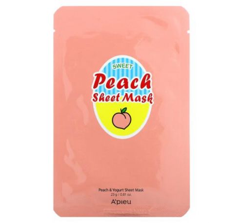 A'Pieu, Тканевая маска для красоты Sweet Peach, персик и йогурт, 1 шт., 23 г (0,81 унции)