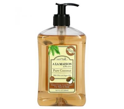 A La Maison de Provence, Liquid Soap For Hand & Body, Pure Coconut, 16.9 fl oz (500 ml)