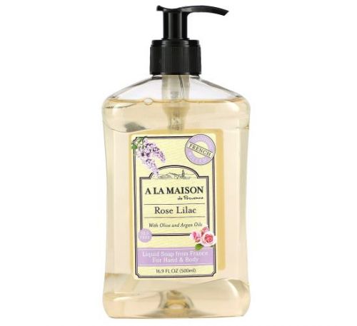 A La Maison de Provence, Жидкое мыло для рук и тела,роза и сирень, 500 мл (16,9 жидк. унции)