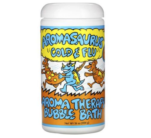 Abra Therapeutics, Aromasaurus, помощь против простуды и гриппа, ароматерапевтическая пена для ванны, 453 г (16 унций)