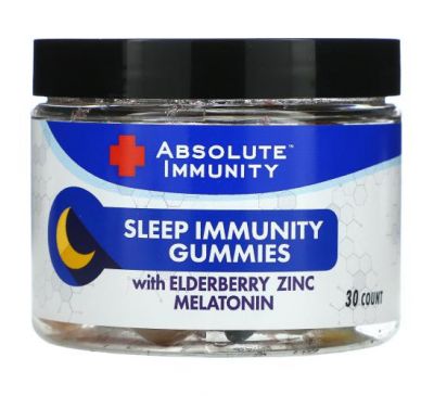 Absolute Nutrition, Absolute Immunity, Sleep Immunity Gummies With Elderberry, Zinc, Melatonin, 30 Gummies