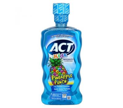 Act, Kids, Anticavity Fluoride Rinse, Alcohol Free, Pineapple Punch, 16.9 fl oz (500 ml)