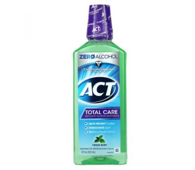 Act, Total Care Anticavity Fluoride Mouthwash, Alcohol Free, Fresh Mint, 18 fl oz (532 ml)