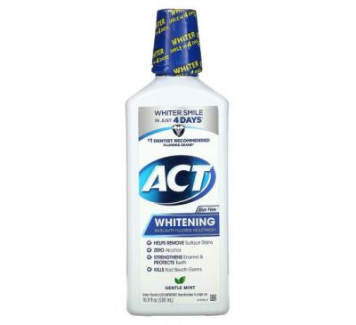 Act, Whitening Anticavity Fluoride Mouthwash, Alcohol Free, Gentle Mint, 16.9 fl oz (500 ml)