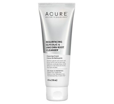 Acure, Resurfacing Glycolic & Unicorn Root Cleanser, 4 fl oz (118 ml)