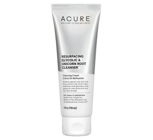 Acure, Очищающее средство для восстановления поверхности кожи с гликолем и корнем единорога, 118 мл (4 жидк. Унции)