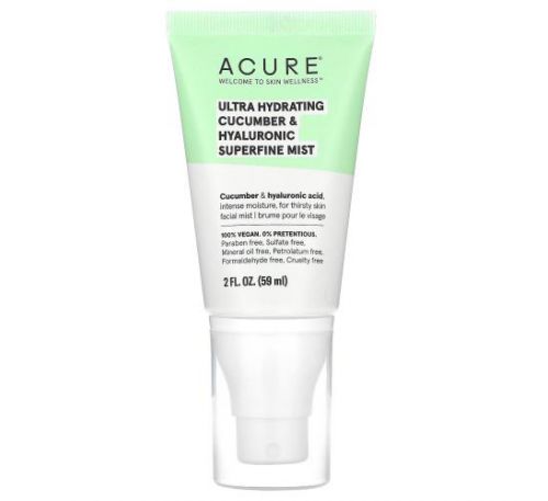 Acure, Ultra Hydrating, Cucumber & Hyaluronic Superfine Mist, 2 fl oz (59 ml)