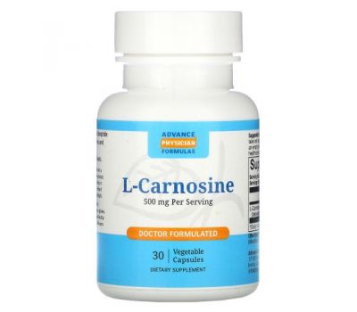 Advance Physician Formulas, L-Carnosine, 500 mg, 30 Vegetable Capsules