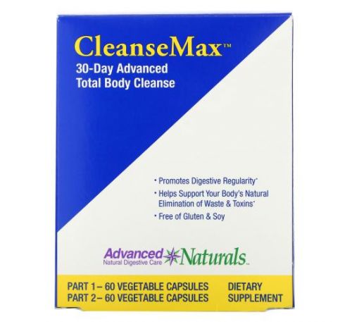 Advanced Naturals, CleanseMax, улучшенное средство для всего тела за 30 дней, 2 флакона, 60 растительных капсул в каждом