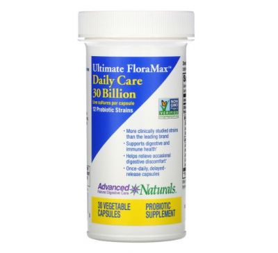 Advanced Naturals, Ultimate FloraMax, Daily Care, 30 Billion Live Cultures, 30 Vegetable Capsules