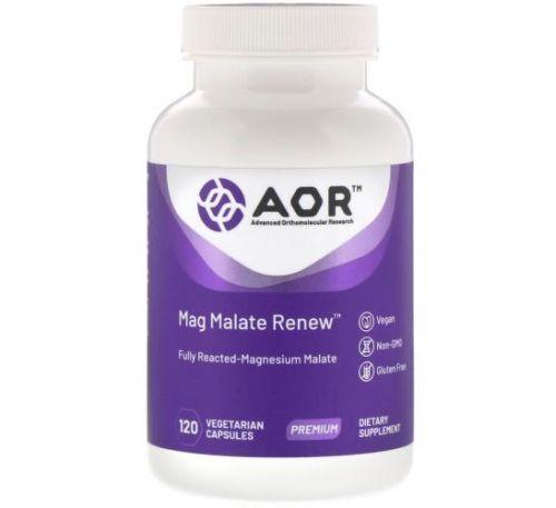 Advanced Orthomolecular Research AOR, Mag Malate Renew, 120 растительных капсул