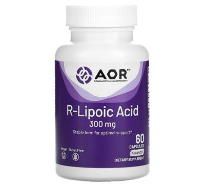 Advanced Orthomolecular Research AOR, R-Lipoic Acid, 300 mg, 60 Vegetarian Capsules