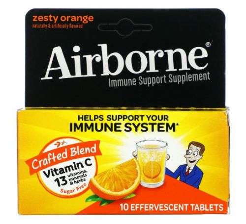 AirBorne, добавка для поддержки иммунной системы, со вкусом апельсина, 10 шипучих таблеток
