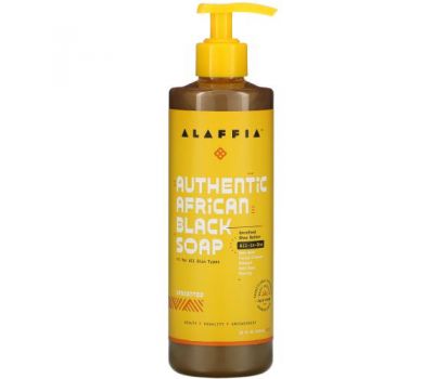 Alaffia, Authentic African Black Soap, Unscented, 16 fl oz (476 ml)