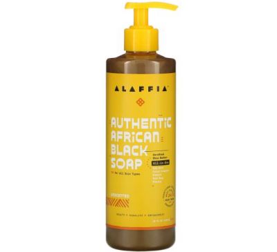 Alaffia, Аутентичное африканское черное мыло, без запаха, 476 мл (16 жидк. унций)