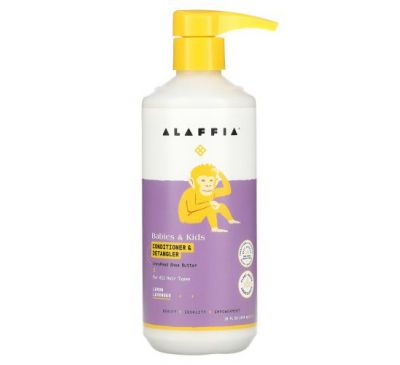 Alaffia, Кондиционер и средство для расчесывания волос для младенцев, лимон и лаванда, 473 мл (16 жидк. Унций)