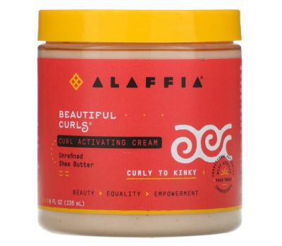 Alaffia, Beautiful Curls, Curl Activating Cream, Curly to Kinky, Unrefined Shea Butter, 8 fl oz (235 ml)