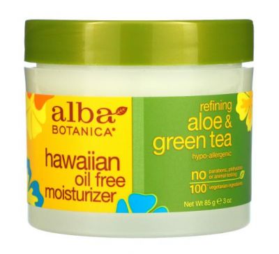 Alba Botanica, Hawaiian Oil Free Moisturizer, Refining Aloe & Green Tea, 3 oz (85 g)