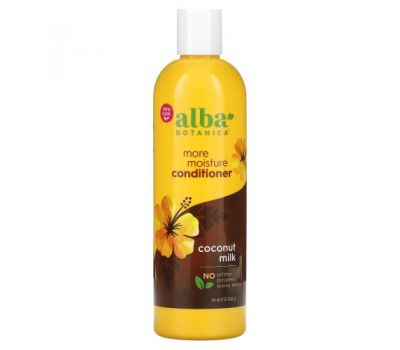 Alba Botanica, кондиционер для сухих волос, глубокое увлажнение, с кокосовым молоком, 340 г (12 унций)