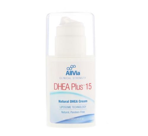 AllVia, DHEA Plus 15, натуральный крем с ДГЭА, без запаха, 2 унц. (57 г)