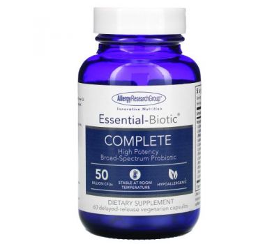 Allergy Research Group, Essential-Biotic Complete, 50 Billion CFUs, 60 Delayed-Release Vegetarian Capsules