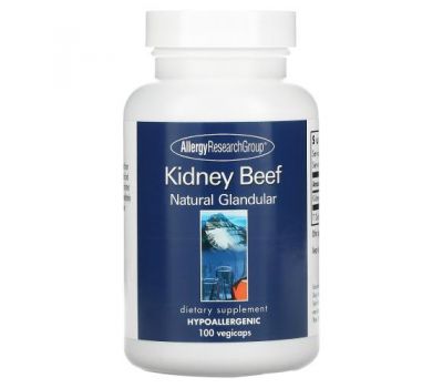 Allergy Research Group, Kidney Beef, Natural Glandular, 100 Vegicaps