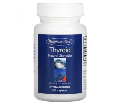 Allergy Research Group, тиреоидин, натуральная вытяжка из щитовидной железы, 100 растительных капсул