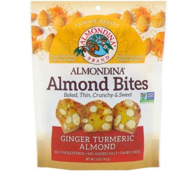 Almondina, Almond Bites, имбирь, куркума и миндаль, 5 унций (142 г)