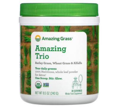 Amazing Grass, Amazing Trio, Barley Grass, Wheat Grass & Alfalfa, 8.5 oz (240 g)