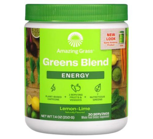 Amazing Grass, Green Superfood, повышение энергии, лимон и лайм, 210 г (7,4 унции)