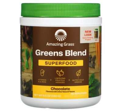 Amazing Grass, Greens Blend, Superfood, Chocolate, 8.5 oz (240 g)
