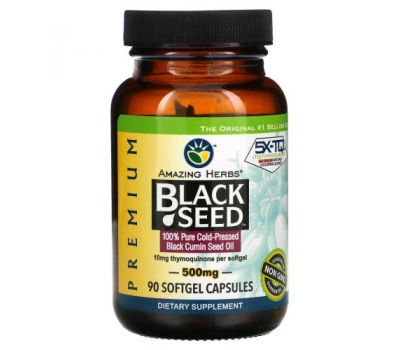 Amazing Herbs, Black Seed, 500 мг, 90 капсул