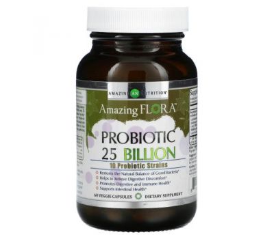Amazing Nutrition, Amazing Flora, Probiotic, 25 Billion CFU, 60 Veggie Capsules