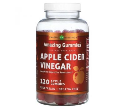 Amazing Nutrition, Amazing Gummies, Apple Cider Vinegar, Apple, 120 Gummies