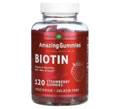 Amazing Nutrition, Amazing Gummies, Biotin, Strawberry, 120 Gummies