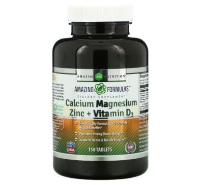 Amazing Nutrition, Calcium Magnesium Zinc + Vitamin D3, 150 Tablets