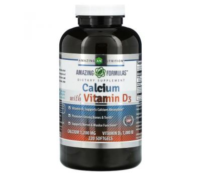 Amazing Nutrition, Calcium With Vitamin D3, 220 Softgels