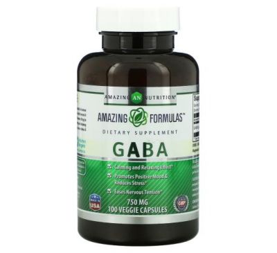 Amazing Nutrition, Габа, 750 мг, 100 вегетарианских капсул