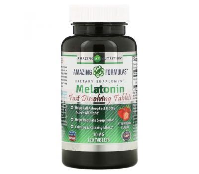 Amazing Nutrition, Melatonin, Strawberry, 10 mg, 120 Tablets