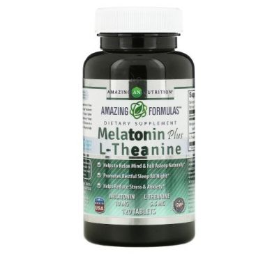 Amazing Nutrition, Melatonin Plus L-Theanine, 10 mg/5.5 mg, 120 Tablets