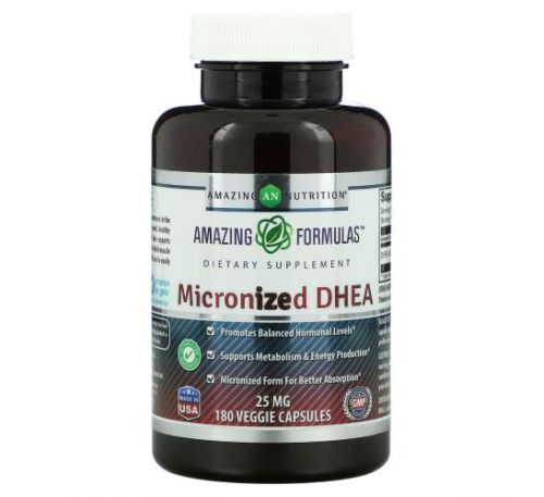 Amazing Nutrition, Микронизированный ДГЭА, 25 мг, 180 растительных капсул