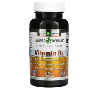 Amazing Nutrition, Vitamin B6, 25 mg, 250 Tablets