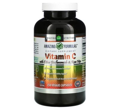 Amazing Nutrition, Vitamin C with Citrus Bioflavonoids & Rosehips, 250 Veggie Capsules