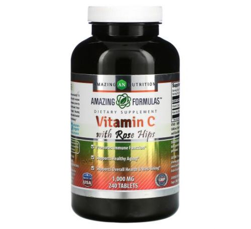 Amazing Nutrition, Витамин C с шиповником, 1000 мг, 240 таблеток