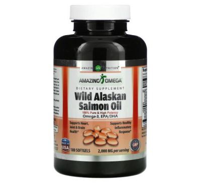 Amazing Nutrition, Wild Alaskan Salmon Oil, 2,000 mg, 180 Softgels