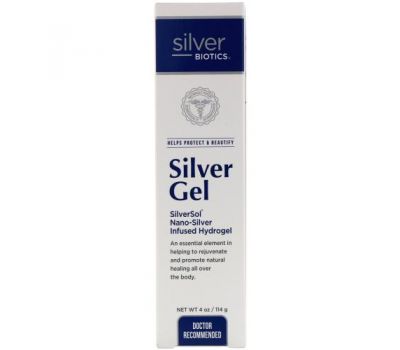 American Biotech Labs, Silver Biotics, Silver gel, гидрогель с добавкой SliverSol с нано-серебром, 4 жидких унции (114 г)
