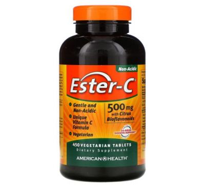 American Health, Ester-C с цитрусовыми биофлавоноидами, 500 мг, 450 вегетарианских таблеток