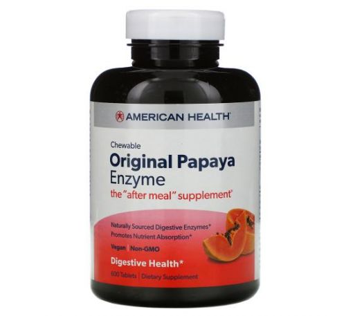 American Health, Оригинальный фермент папайи, 600 жевательных таблеток