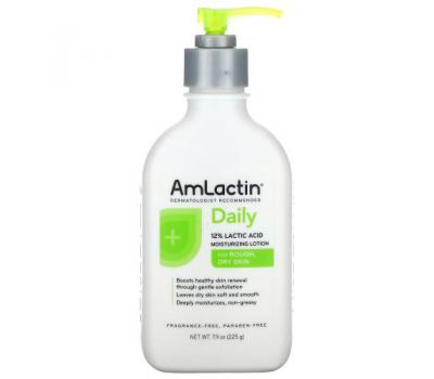 Amlactin, Daily, 12% Lactic Acid Moisturizing Lotion, Fragrance Free, 7.9 oz (225 g)